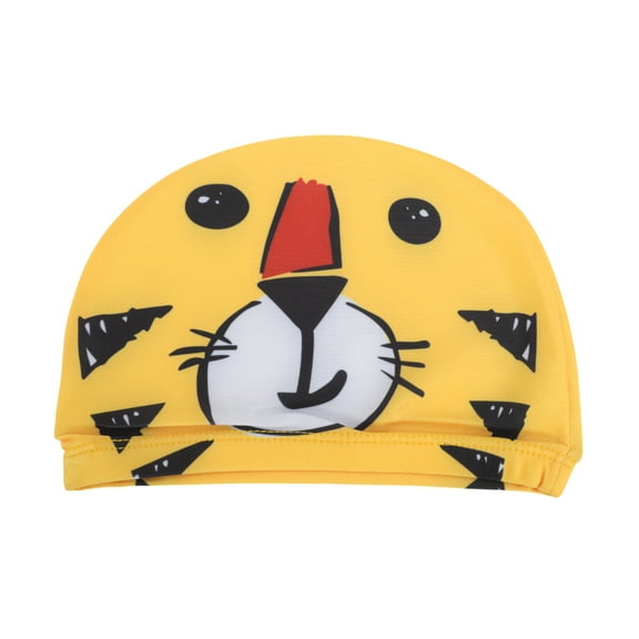 Unique Bargains 1 Pc Breathable Tigers Pattern Swim Cap Yellow Black