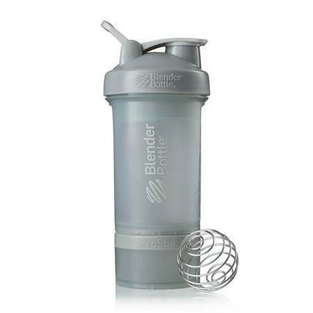 BlenderBottle 22oz ProStak Shaker Bottle with 2 Jars, a Wire Whisk BlenderBall and Carrying Loop FC Pebble