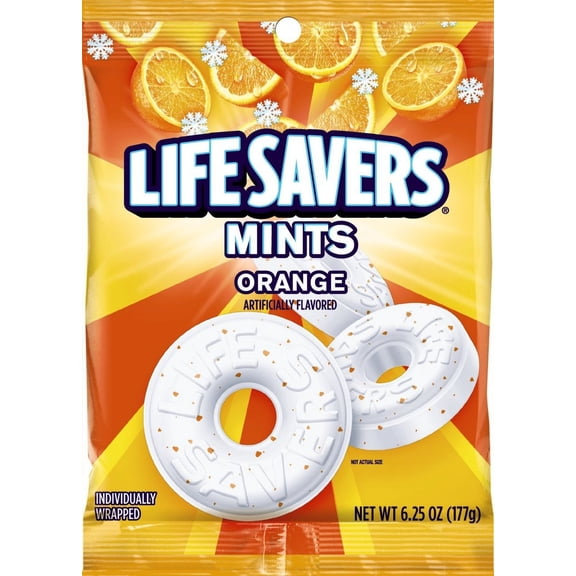 LIFE SAVERS Orange Mints Hard Candy Bag, 6.25 ounce Pack of 12