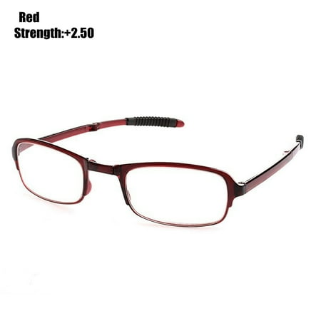 Ultralight Magnifying Portable Bifocal Reading Glasses Eyewear with Case Vision Care Folding Eyeglasses RED STRENGTH-250