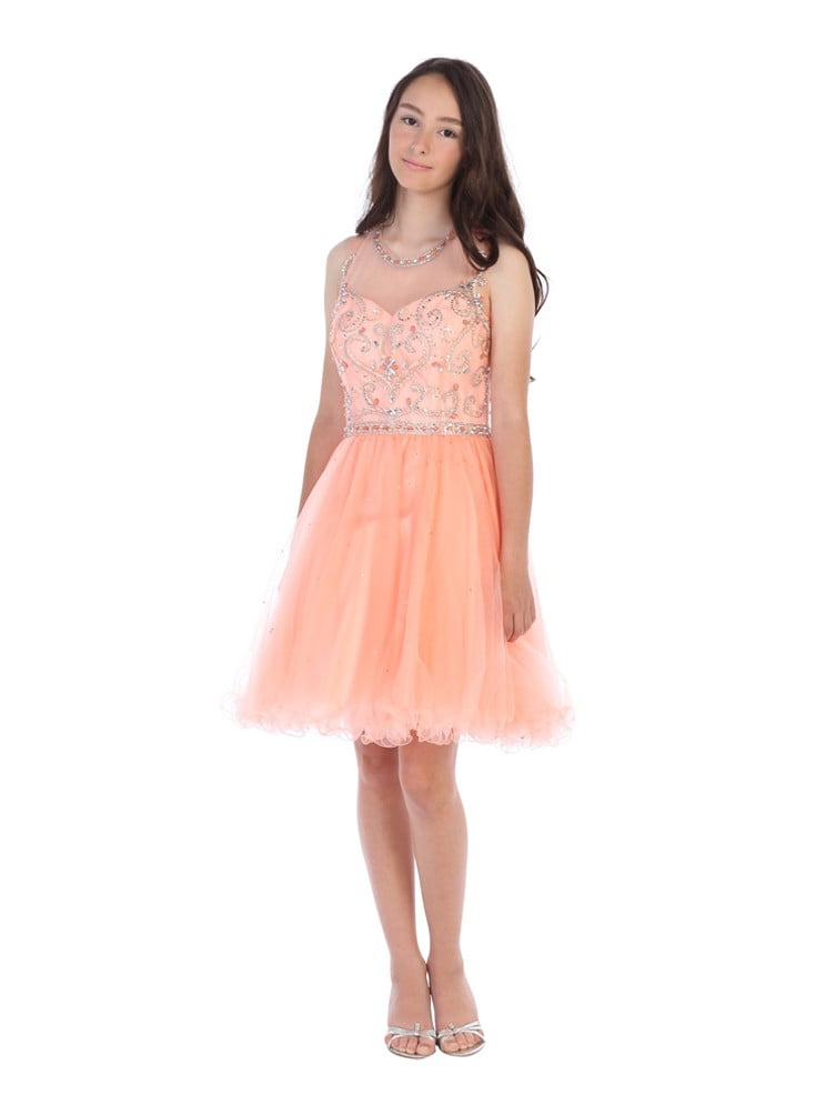 coral junior bridesmaid dresses