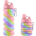 thumbnail image 1 of Botella de agua deportiva de silicona plegable, tamaño ajustable de 500 ml, fitness al aire libre, viajes, camping, montañismo (polvo de camuflaje), 1 of 5