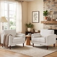 thumbnail image 6 of Set of 2 Chenille Accent Chairs, Modern Upholstered Armchair with Pillows for Living Room, Reading Room, Beige, 6 of 6