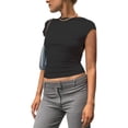 thumbnail image 1 of Camiseta sin espalda para mujer Color puro Camiseta de moda transpirable suave y agradable para la piel para aniversario Negro L, 1 of 4