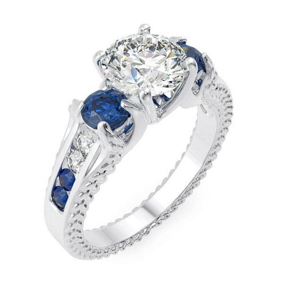 Sterling Couture 925 Sterling Silver Simulated Sapphire Womens Engagement Rings, Wedding Gifts,Size 5