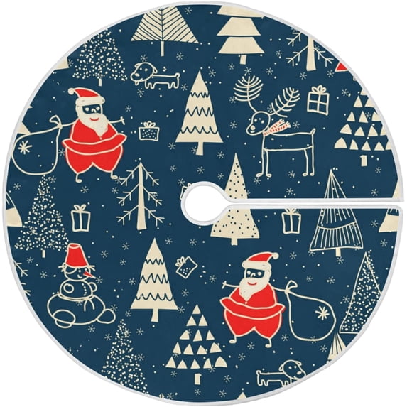 FMSHPON Christmas Trees Santa Snowflakes Xmas Christmas Tree Skirt Stand Mat for Holiday Party Decoration Indoor Outdoor 36 inches
