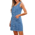 thumbnail image 5 of RoamHome Denim Womens Summer Dresses Vest Jumper Dresses with Buttons Women's Dresses​, 5 of 6