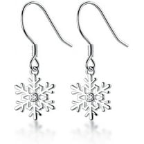 925 Sterling Silver Snowflake Earrings Drop for Women Teens Small Snowflake Dangle Earrings