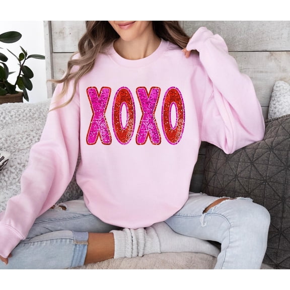 Valentine's Day XOXO SweatshirtPink Cozy Crewneck All Size S-5Xl