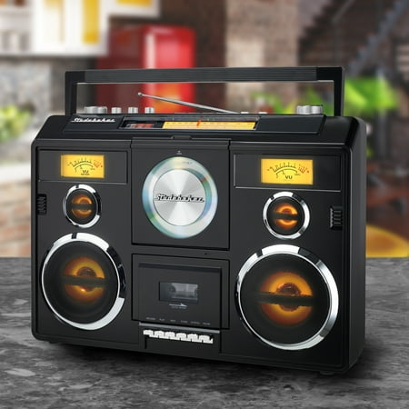 Studebaker - SB2140 Portable Stereo Boombox with Bluetooth/CD/AM-FM Radio/Cassette Recorder - Black