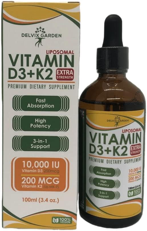 Vitamin D3 K2 Drops for Adults, 4oz – 4 oz: Liquid Vitamin D3 K2 Supplement for Immunity, Heart and Bone Health