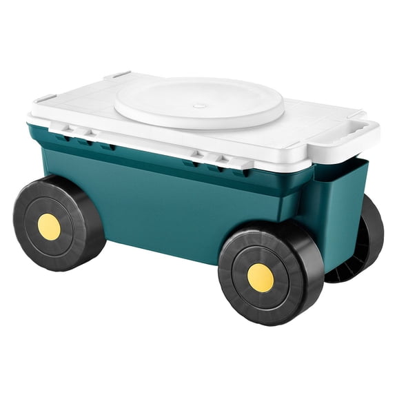 Rolling Garden Cart with Foldable Seat, 276 lbs Capacity, Mobile Garden Scooter Storage Bin & Seat
