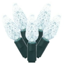 Vickerman 100 Pure White C6 LED Single Mold Light on Green Wire, 34' Christmas Light Strand