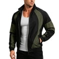 thumbnail image 2 of LYSMORA Men's Color Block Track Jacket Stand Collar Full Zip Outerwear Side Pocket Athletic Windbreaker Coat, 2 of 5