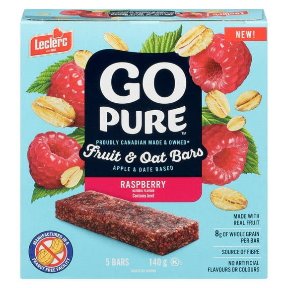 Go Pure Raspberry Fruit & Oat Bars, 5 Bars / 140g