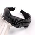 thumbnail image 4 of Simple PU leather knotted wide-brimmed headband in the middle, 4 of 5