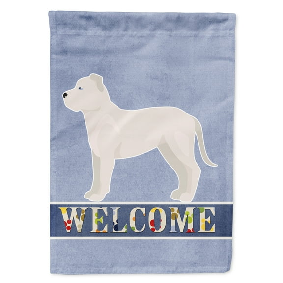 Carolines Treasures CK3714GF White Bullboxer Welcome Flag Garden Size  Small multicolor