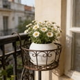 thumbnail image 6 of Plastic Flower Pot with Drainage Tray, White Striped Planter for Indoor Outdoor Plants, Succulents, Flowers, 6 Inch Lightweight Decorative Pot, 6 of 6