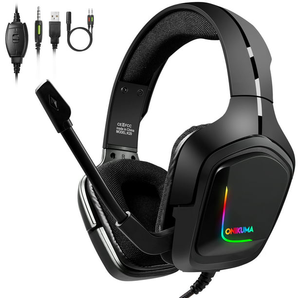 Gaming Headset With Mic For Xbox One Ps4 Switch And Pc Surround Sound Over Ear Gaming Headphones With Noise Cancelling Mic Rgb Lights Volume Control For Smart Phone Laptops Mac Ipad Walmart Com
