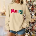 thumbnail image 1 of Chandails d'Hiver Grande Taille pour Femmes Chandail Décontracté de Noël Imprimé Col Rond Manches Longues Sweat à Capuche Amusant Beige TG, 1 of 6