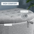 thumbnail image 4 of HOMCOM Half Moon Storage Ottoman, Upholstered Button Tufted Storage Bench with Lift Lid and Wood Legs, for Living Room, Entryway, Gray, 4 of 9