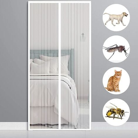 Cortina magnética para 150x220cm(59x87inch) Cortina antimoscas para puerta Mosquitera para pasillos, puertas para puerta de entrada interior/patio, blanco
