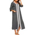 thumbnail image 4 of Housecoat Women's Short Sleeve Zipper Robe Long Nightgown Lougewear with Pockets S-XXL, 4 of 7