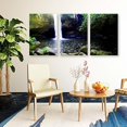 thumbnail image 4 of IDEA4WALL 3 Piece Nature Canvas Wall Art Waterfall in Forest Canvas Prints Modern Home Wall Decor, 16"x24", 4 of 5