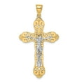 thumbnail image 1 of FB Jewels 14K White and Yellow Two Tone Gold Crucifix with Scrolled Tips and White Jesus Pendant, 1 of 4