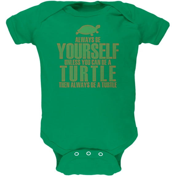 Always Be Yourself Turtle Green Soft Baby One Piece - 3 month