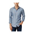 thumbnail image 1 of Tommy Hilfiger Mens Herringbone Button Up Shirt, Blue, Large, 1 of 1