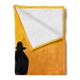 thumbnail image 2 of Rodeo Soft Flannel Fleece Throw Blanket, Silhouette of a Rider Against Sunset Background Evening Mountains, Cozy Plush for Indoor and Outdoor Use, 60" x 80", Charcoal Grey Mustard, by Ambesonne, 2 of 5