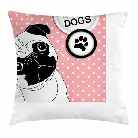 Pug Throw Pillow Cushion Cover I Love Dogs With A Paw Print Emblem Impressive 24 Inch Decorative Pillow Covers Pug Throw Pillow Cushion Cover I Love Dogs With A Paw Print Emblem Impressive 24 Inch Decorative Pillow Covers