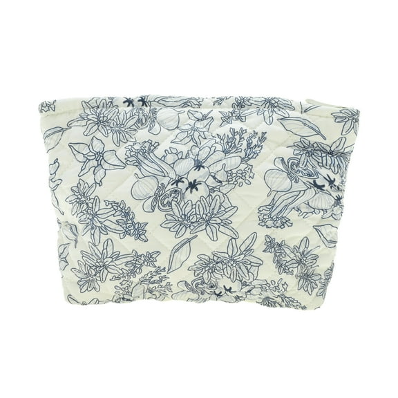 Unique Bargains 1 Pc Floral Quilted Clutch Makeup Bag for Travel Vacation Cyan Polyester