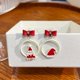 thumbnail image 1 of 1 par de pendientes de aguja de plata de dibujos animados nuevos de Navidad multiusos creativos al por mayor femenino (estilo 1) BR  Rojo Verde, 1 of 3