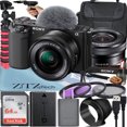 thumbnail image 1 of Cámara Vlog sin Espejo Sony Alpha ZV-E10 con Lente de 16-50 Mm + Tarjeta de Memoria de 64 Gb + Kit de Filtros + Trípode + Estuche + Paquete de Accesorios ZeeTech (Negro), 1 of 10