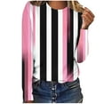 thumbnail image 6 of Craaazy Long Sleeve Tops for Gifts Women Round Neck Printed Pleated Loose Fit Tshirts Fall Winter Trendy Shirts Dressy Casual Blous es, 6 of 7