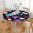 thumbnail image 3 of Colorful Mushroom Pattern Dark Pattern Round Fitted Tablecloth with Elastic Edge,Dining Table Cover Waterproof,Outdoor Round Tablecloth for Camping,Dining,Indoor and Outdoor, 3 of 7