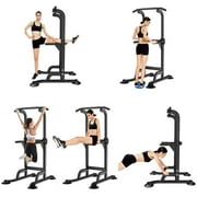 SOGES Height Adjustable Power Tower Dip Stands Pull up Bar Strength Training for Home Gym Black