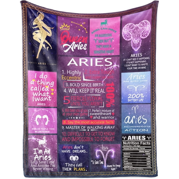 Aries Gifts for Women, Zodiac Gifts for Women, Astrology Gifts for Women, Zodiac Blanket, Aries Blanket, April Birthday Gifts for Women Blankets 50" X 60"