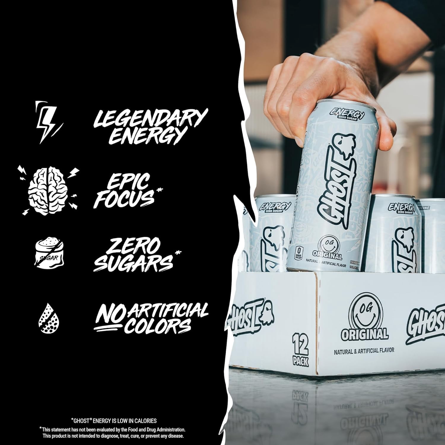 GHOST® ENERGY Zero Sugars Energy Drink, Original Flavor, 200mg Natural Caffeine, 16 fl oz