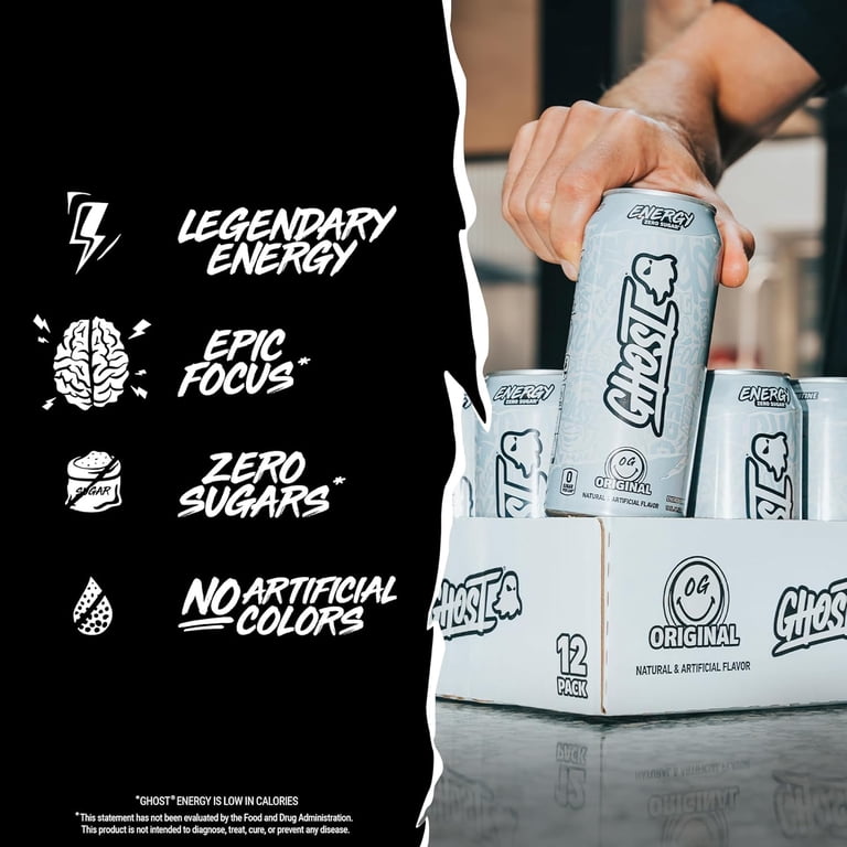 GHOST, Energy Drink, Zero Sugars, 16 fl oz, Original Flavor