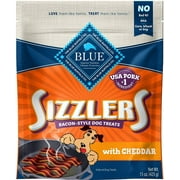 Blue Buffalo Sizzlers Natural Bacon-Style Soft-Moist Dog Treats with Cheddar 15 oz Pack of 4