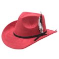 thumbnail image 2 of SGMVNU Cowboy Hats for Men Small Brim Felts Crushable Outback Hat with Belt Strap Parties Western , , One Size, 2 of 4