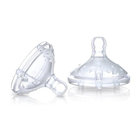 NUBY 2pc NATURAL TOUCH BOTTLE NIPPLES 0m+ Slow Flow Ships N 24h