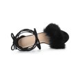 thumbnail image 4 of BLISSFUL STEP Women's Lace Up Heels Faux Fur Stiletto High Heel Sandals Black 7, 4 of 7