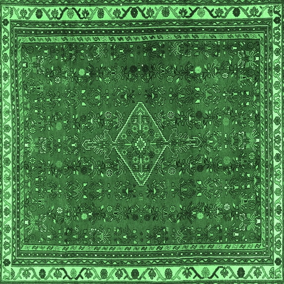 Ahgly Company Indoor Square Persian Emerald Green Traditional Area Rugs, 4' Square