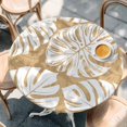 thumbnail image 4 of Light Brown Monstera Deliciosa Round Tablecloth 36-44 Inch Round Fitted Table Cloth with Elastic Edge, Tropical Summer Botanical Waterproof Table Cover Protector for Outdoor Picnic Party Dining, 4 of 9