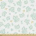 thumbnail image 1 of Pastel Fabric by the Yard, Pastoral Print of Garden Leaves and Birds Scattered Forest Elements, Upholstery Fabric for Dining Chairs Home Decor Accents, Almond Green Dark Yellow by Ambesonne, 1 of 5