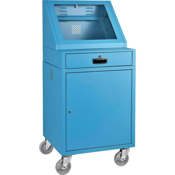 LCD Mobile Console Computer Cabinet, Blue, 24-1/2"W x 22-1/2"D x 55-1/2"H